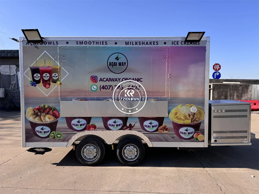 Mobile Food Trailer Ice Cream Cart Snack Kiosk Street Catering Truck Concession Food Truck Mobile Kitchen