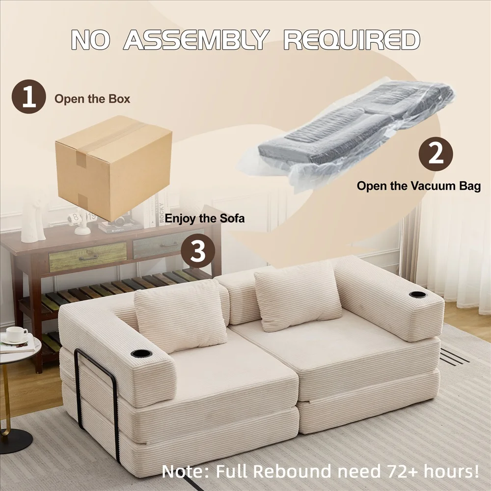 Modernes Frei Kombinierbares Modulares Ecksofa Olivgrüner Cord Convertible Couch mit Getränkehaltern Platzsparende Möbel – Detail 21
