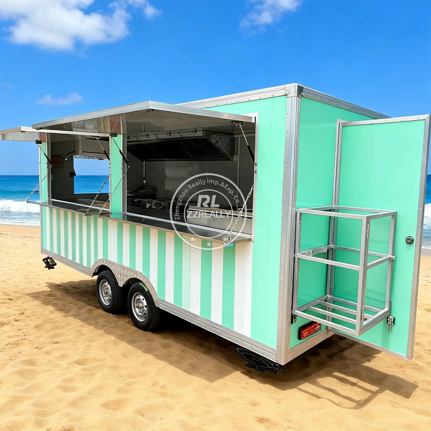 

Customized Color Mobile Fast Food Truck Fully Equipped Coffee Shop Ice Cream Cart Concession Food Trailer For Sale