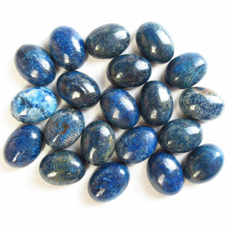 

20Pcs Blue Natural Chrysanthemum Coral Oval Cab Cabochon Fashion making Jewelry Necklace Charm Free Shipping Accessories TJ98534
