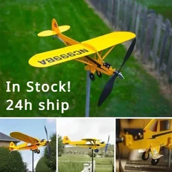 3D Plane Garden Weather Vane Pinwheel Anti-corrosion Spinner Metal Airplane Plug-in Windmill Wind Weatherproof Garden Decoration