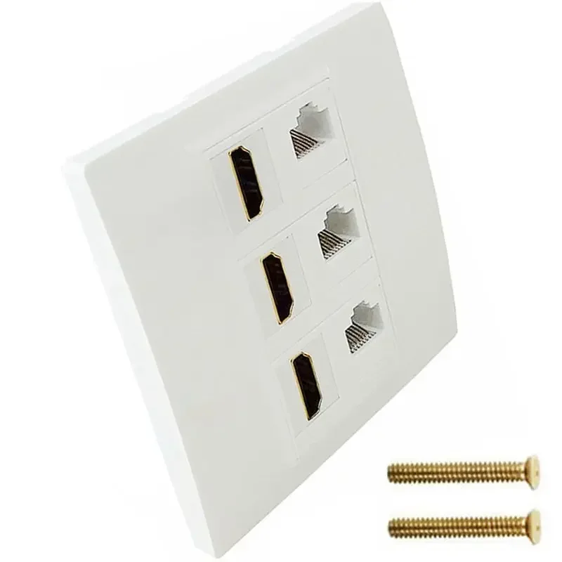 Snap-On Solderless Direct Insertion CAT6 Gigabit 4K High-Definition Cable HDMI Compatible Socket 86mm Multimedia Panel Wall Plug