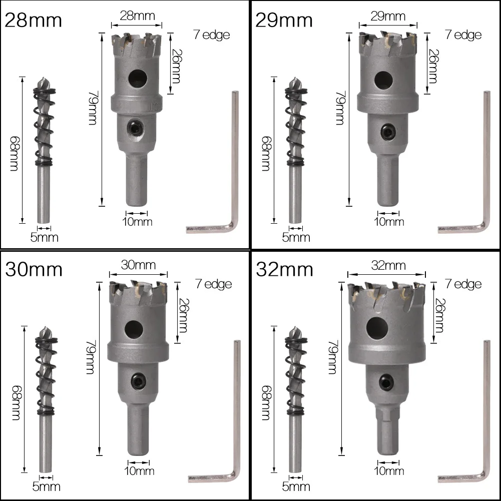 1PC 5A Punta In Metallo Duro TCT Punta Del Trapano Foro Seghe 27-37mm Punta del trapano Set Hole Seghe Cutter Per Acciaio acciaio Della Lega del Metallo di Perforazione Bit