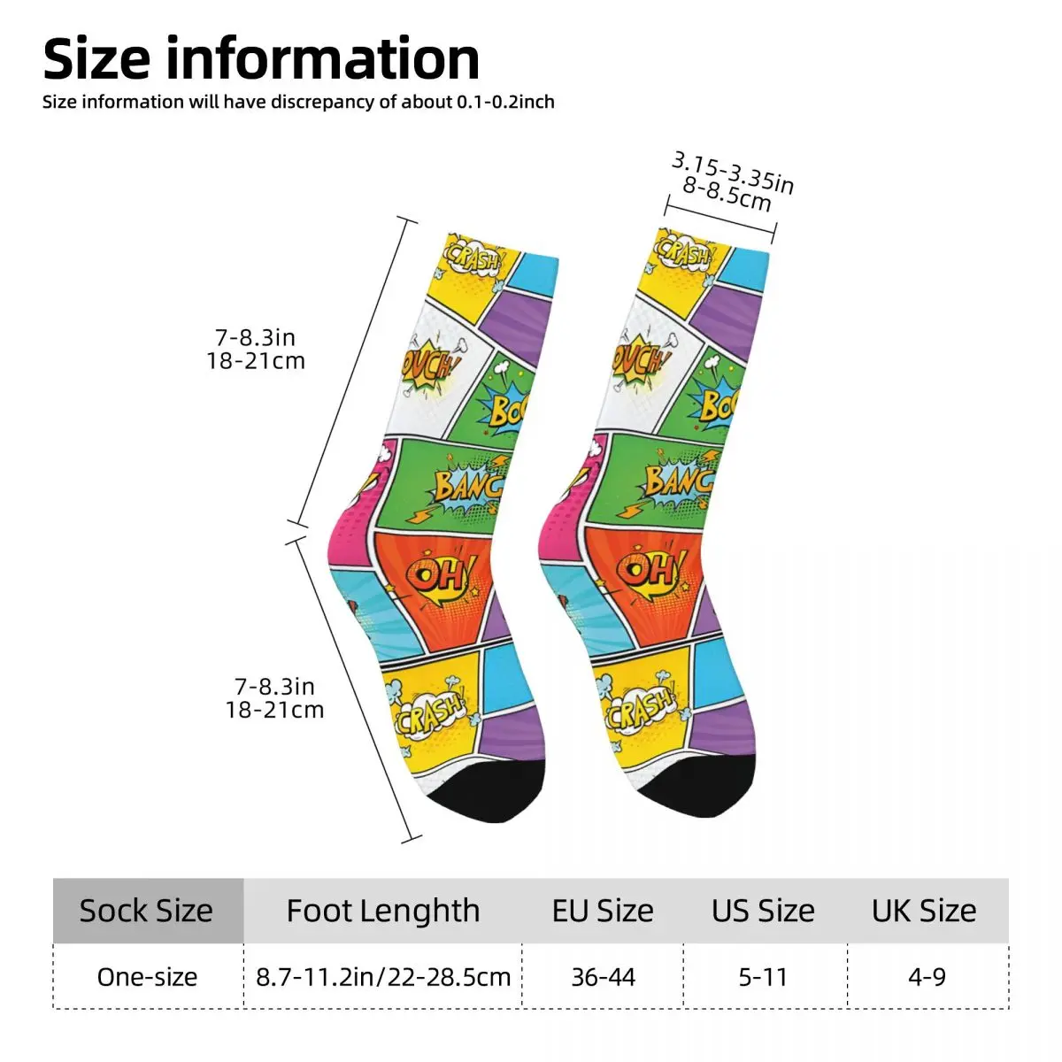 Comic Book Pop Art Socks Unisex Sock Funny Socks Men 3D Printed Casual Crazy Socks