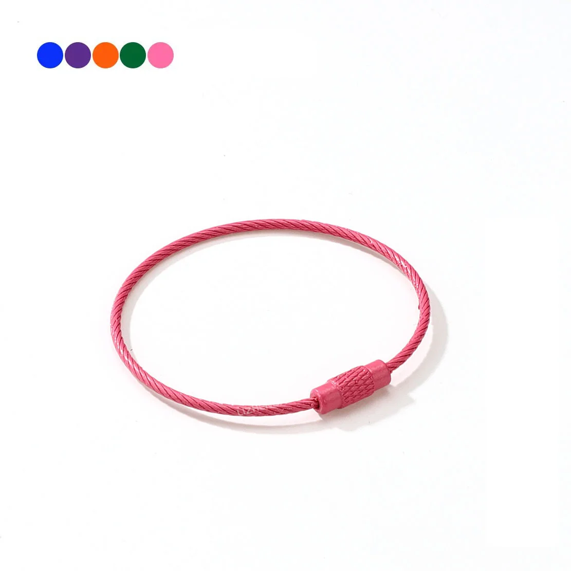 10pcs Colorful Stainless Steel Wire Keychain Cable Loop Set