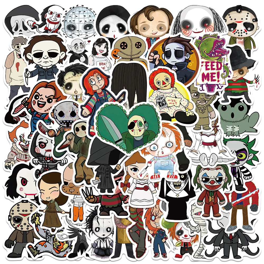 Scartoon-pegatinas de Terror para colección, calcomanías de grafiti de película de Terror, juguete DIY, equipaje, portátil, monopatín, 10/50 unidades