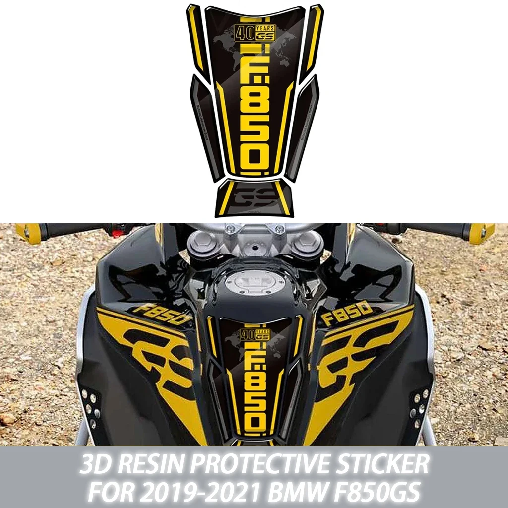 

For 2019-2021 BMW F850GS Adventure Triple Black 40 Year Motorcycle 3D Fuel Tank Pad Black Yellow Sticker Kit