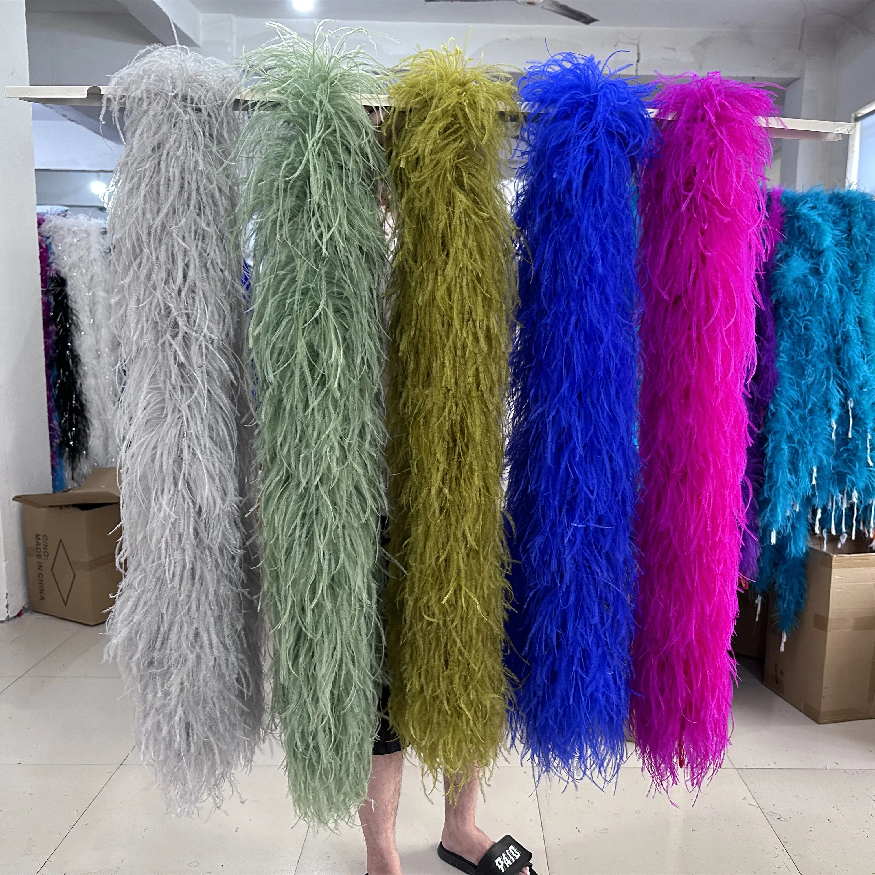 Customize 10PLY Ostrich Feather Boa Trim Natural Feather Scarf 0.5 1 2 3 4Meters Party Clothig Sewing Wedding Dress Decor Shawl