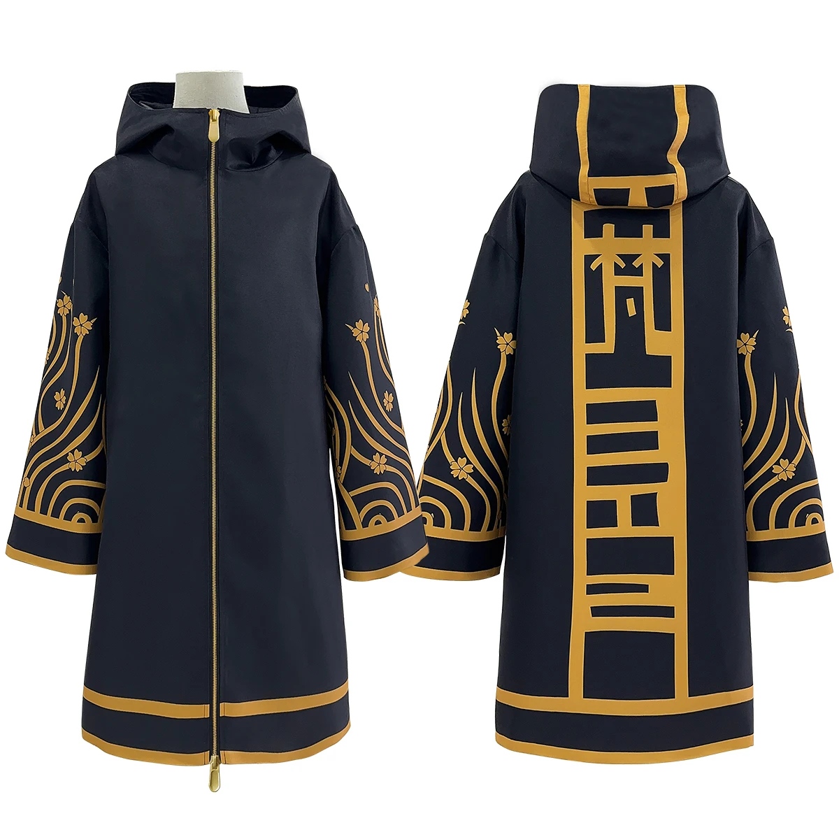 HOLOUN Tokyo Anime Brahman Senju Kawaragi Cosplay Costume Jacket Coat Over Size Black Golden Color Printed Flowers Gift