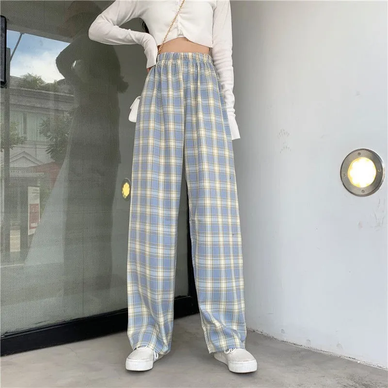 Women Christmas Pajama pants Autumn Winter Plaid Printed Pants Fashion Casual Wide Leg Pants Clothing Streetwear