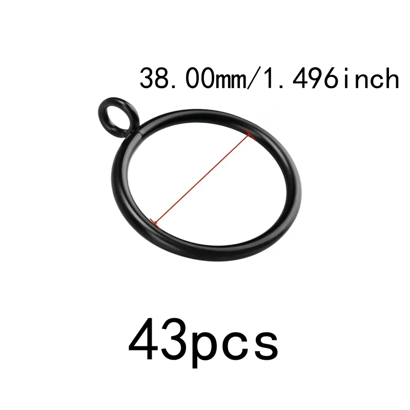 43 pcs 38mm Curtain Rings with Holes with Black Iron Material, Multipurpose, Versatile, Practical, Reliable