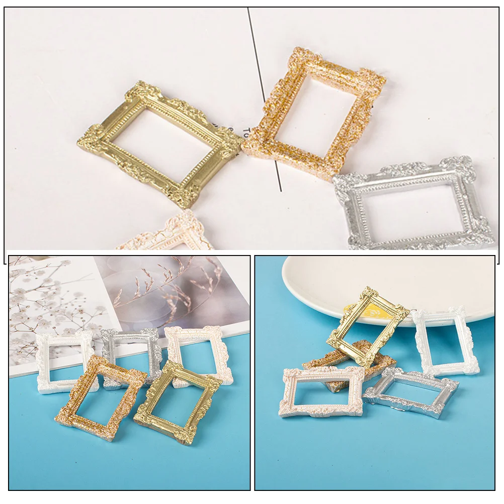 10 Pcs Mini Photo Frame Small Picture Frames DIY Fairy Sticks Desktop Tiny Resin Family Wand