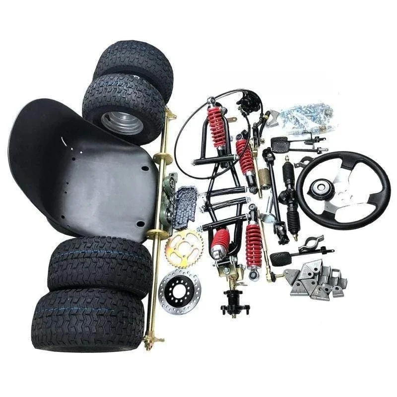 Self-made modified kart four-wheeler accessories, front and rear suspension steering wheel steering 1 meter rear axle
