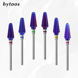 HYTOOS Pro Carbide Nail Drill Bits for Electric File Machine Purple Tornado Milling Cutter Durable Manicure Tools Nail Art DIY