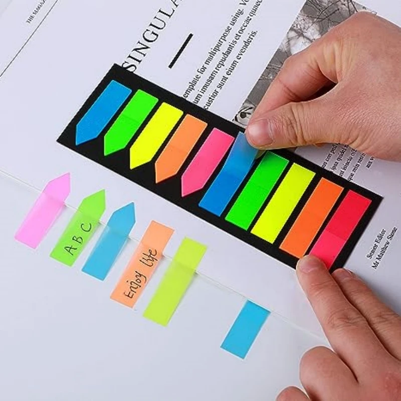 1400 PCS Fluorescent Translucent Sticky Note Flags, Arrow Flag Colored Sticky Notes, Arrow Index Tabs, Page Flag Markers