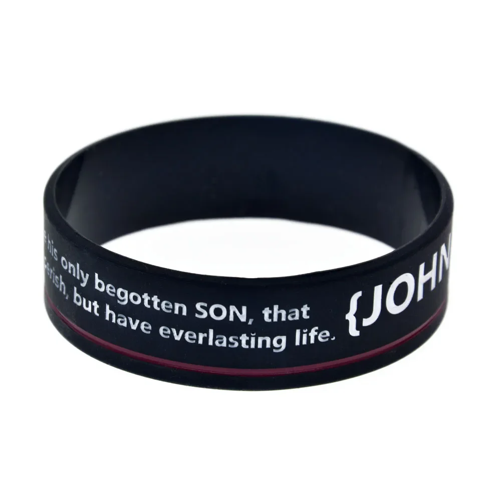 25 Stück 3/4 Zoll breites Armband Heilige Bibel Johannes 3:16 Silikon-Gummi-Armband für Religion und Glauben ﻿ – Detail 7