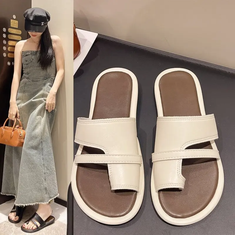 

2024 Summer Gladiator Women Slippes Fashion Elegant Clip Toe Flats Slides Shoes Ladies Casual Beach Flip Flops Sandalias New