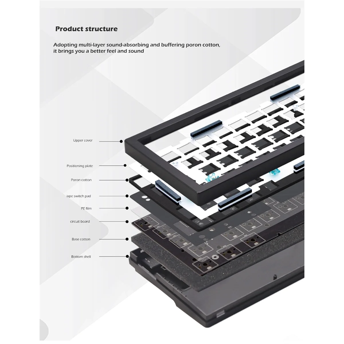 KIT de teclado mecánico para juegos de GMK67-S, junta de pantalla de visualización inalámbrica Bluetooth, Hotswap RGB, Kit personalizado negro