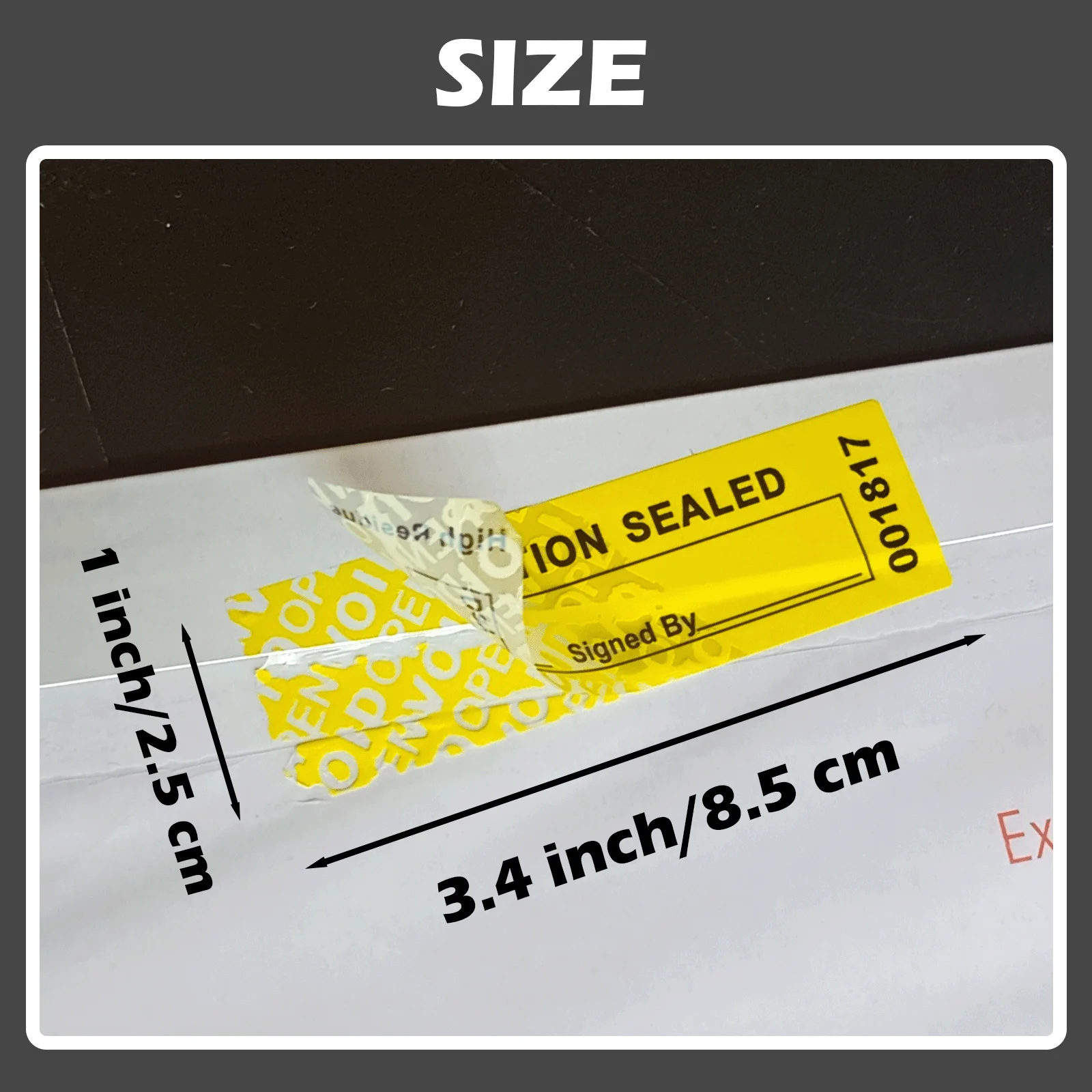 Imagem -04 - Garantia de Segurança Void Adesivos com Serial Numbers Seal Sticker Amarelo Tamper Evident Labels 100 Transferência Total 8.5x2.5cm