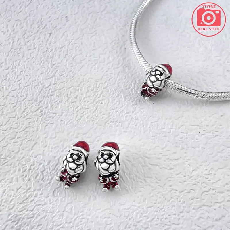 Symbols 2025 New Year Navidad Beads 925 Sterling Silver Playful Santa Charm for Women's Jewelry DIY Christmas Gift Making