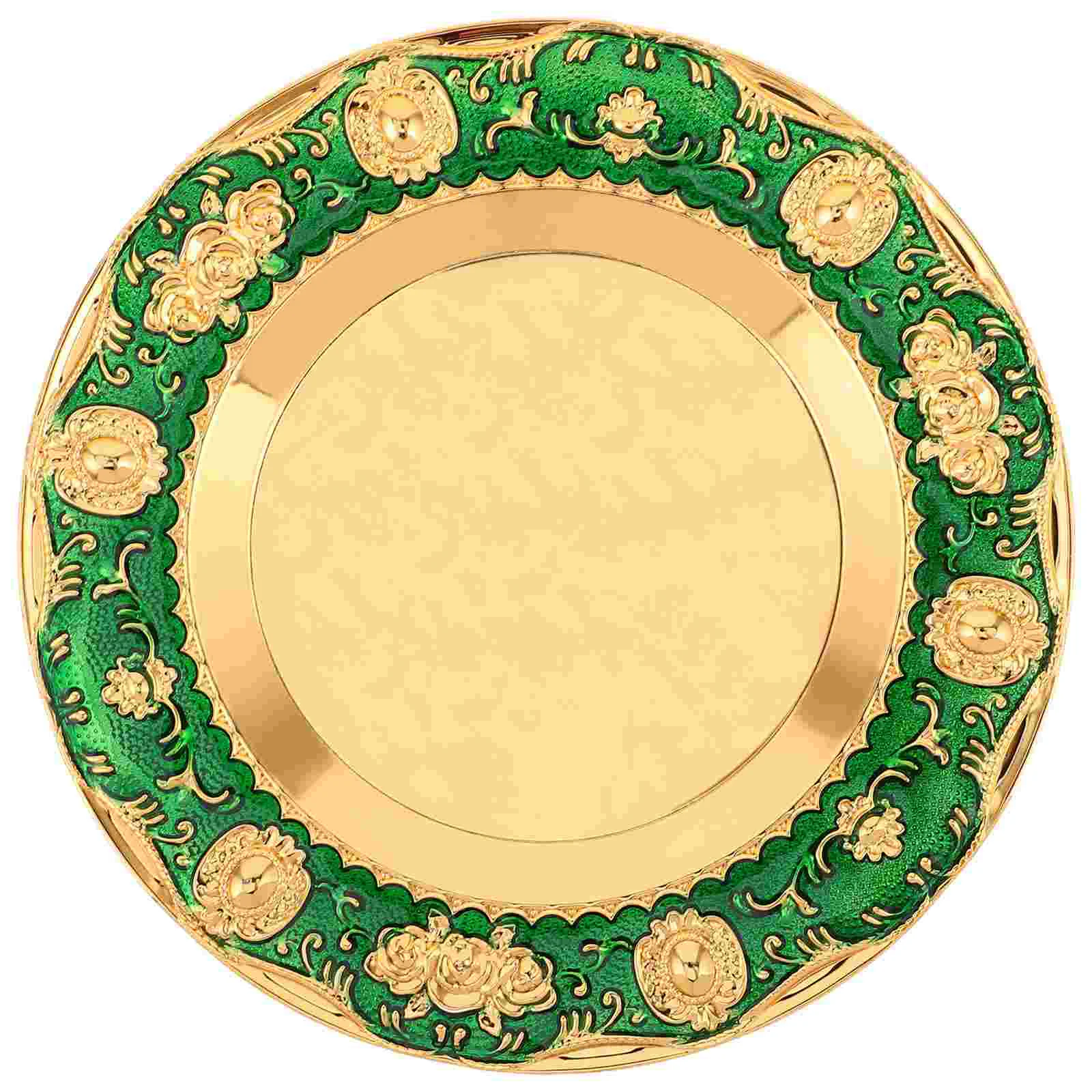

European Style Fruit Plate Small Tea Tray Vintage Decor Decorate Circle for Kitchen Table Iron Serving