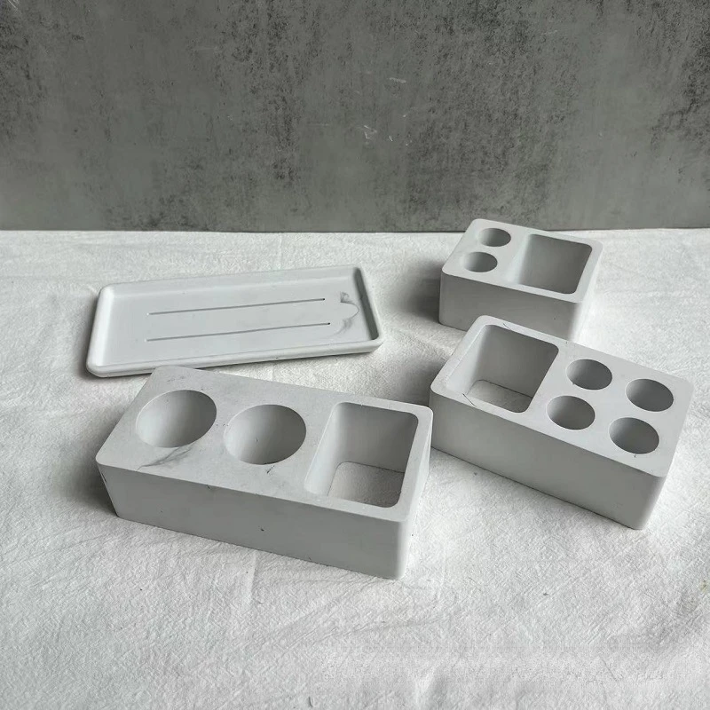 DIY Plaster Shelf Silicone Mold Toothbrush Toothpaste Holder Mirror Drop Glue Mould Soap Box Tray Pottery Decorative Resin Mould