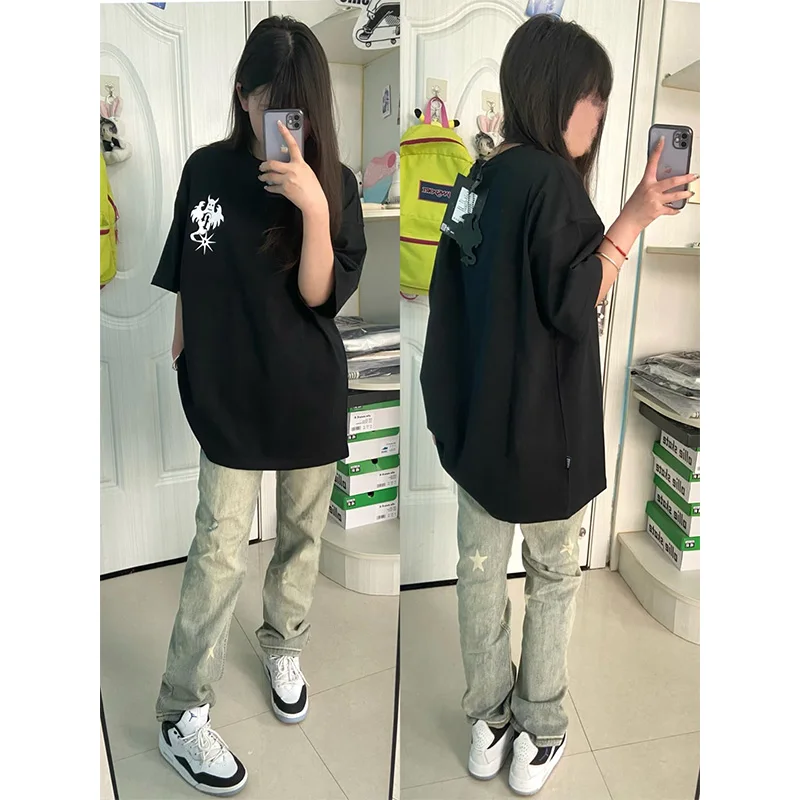 

Прямые джинсы с прямыми штанинами в американском стиле ретро, женские летние дизайнерские свободные узкие широкие брюки в уличном стиле