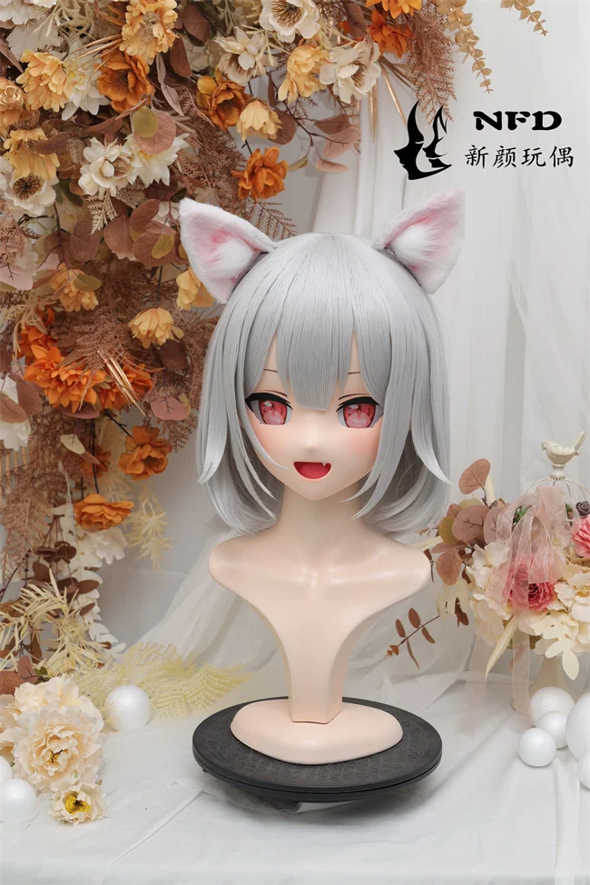 (Cute Cat Lan Ji) Full head super sweet female resin crossdressing BJD Doll kig cosplay kigurumi mask