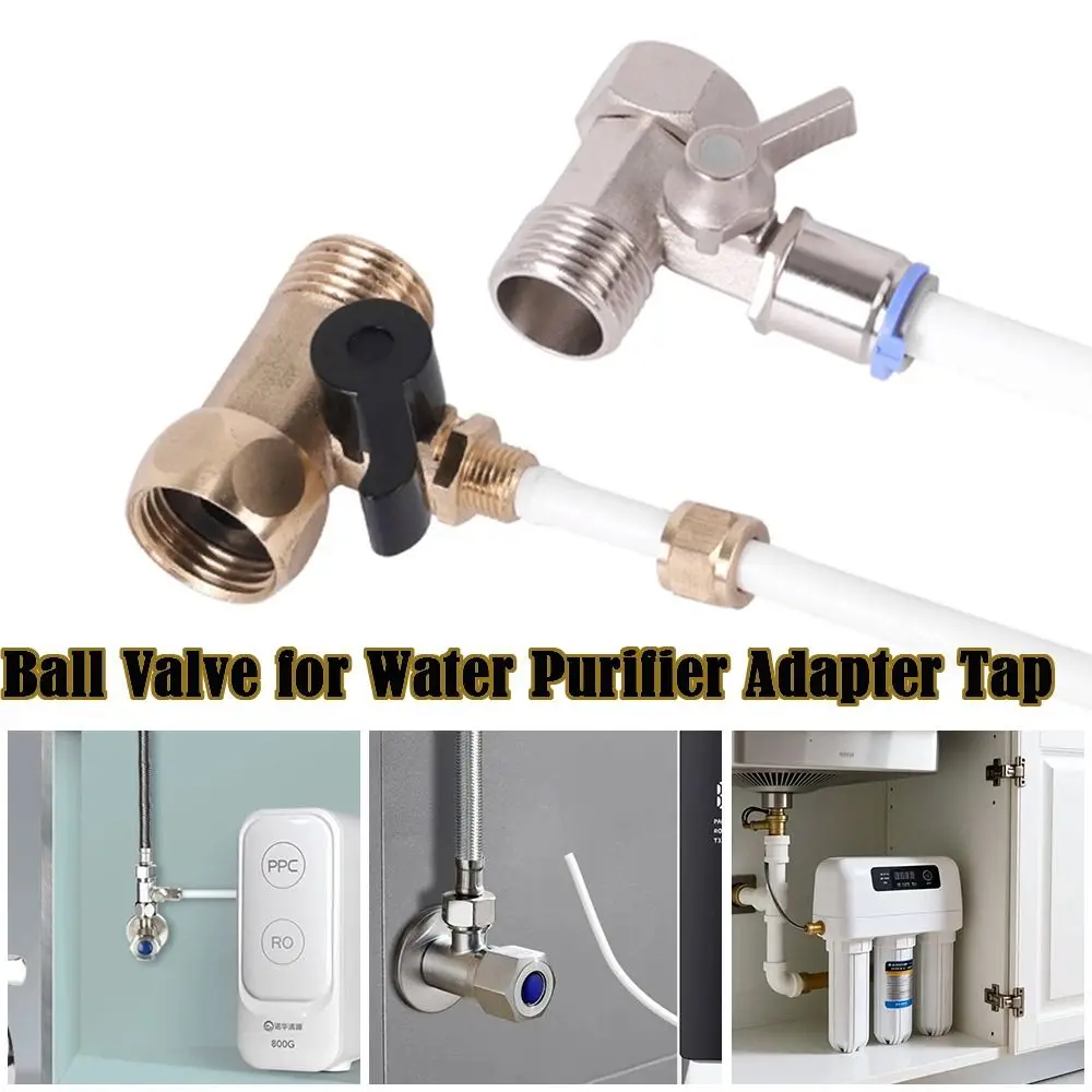 Brass Quick Insert Three Way Valve Alloy Stainless Steel Water Purifier Tee Connector Replacement Part Leak Resistant