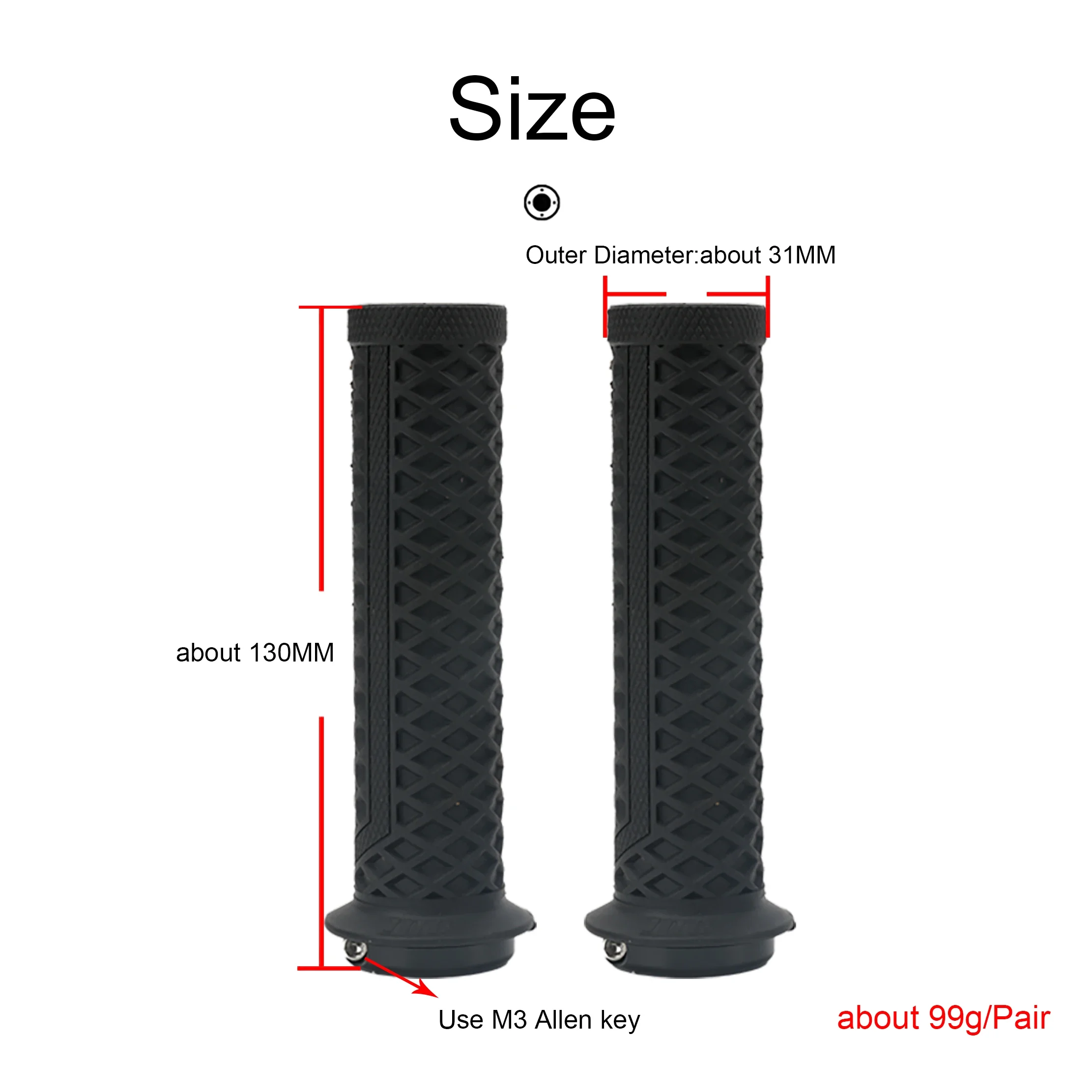 ODI VS-21 Lock-On Bicycle Handlebar Grips Anti-Slip Silicone Cover with Waffle Pattern for Shock Absorption on Mountain Bikes