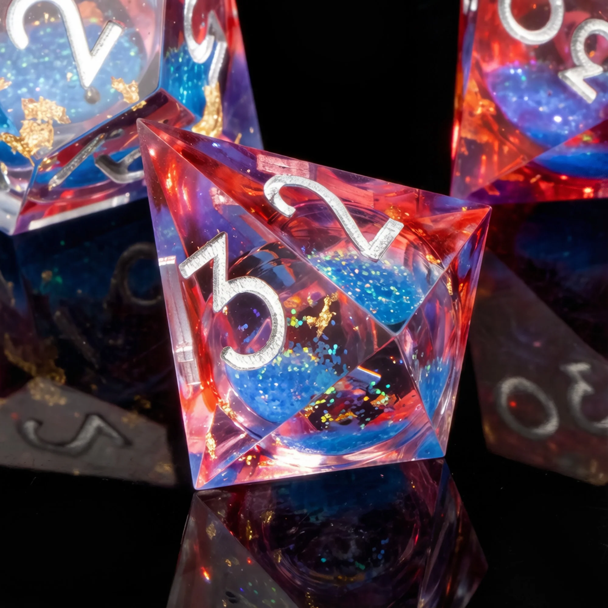 Liquid Core DND Dice Set, Blood Sharp Edged Dragons Dice Compatible with D&D RPG Role Playing Games, D20 D12 D10 D8 D6 D4