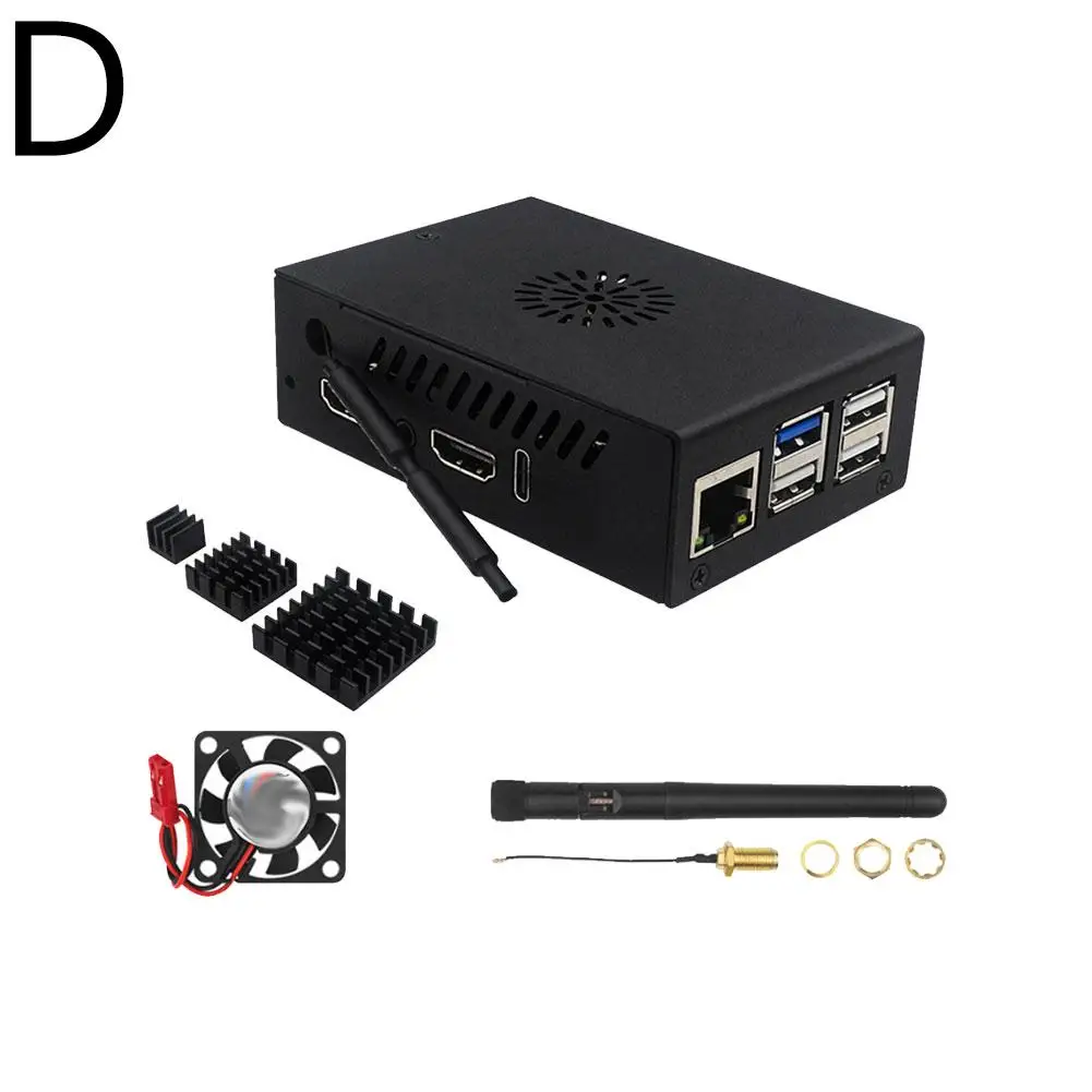 Untuk Pi 5 Max Casing Logam dengan Kipas Angin Antena Pendingin Pasif Aktif Opsional Cangkang Aluminium Radiator Heatinks Logam J1V7