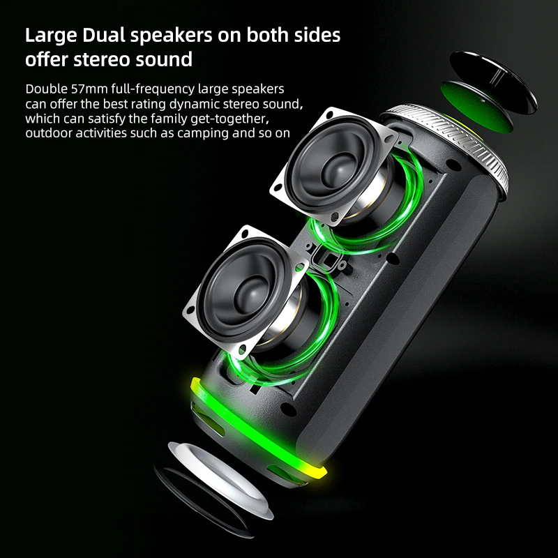 Rockmia  EBS-616 New Hot 16w Powerful Speaker Bluetooth 5.3 Mini  RGB Light  Boombox Waterproof  Wireless Stereo  Music Player