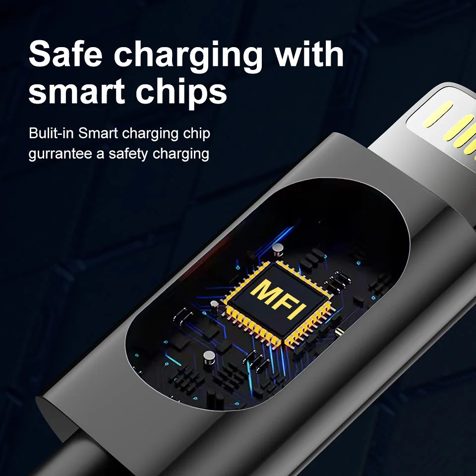 كابل شحن آمن معتمد 2.4A MFi لهاتف Iphone 14 Plus 13 Pro Max 12 11 XR XS USB إلى Lightning Fast Charger Data Line 2M