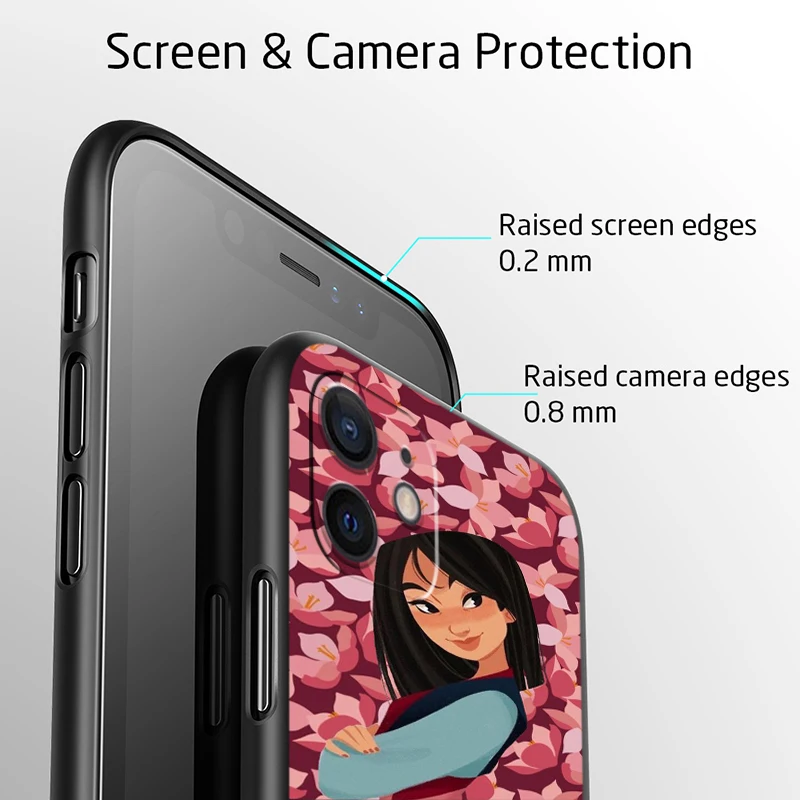 Cartoon Mulan Art Disney For Apple iPhone 15 14 13 12 11 X XS XR 8 Pro Plus Max Mini 5 SE Black Phone Case