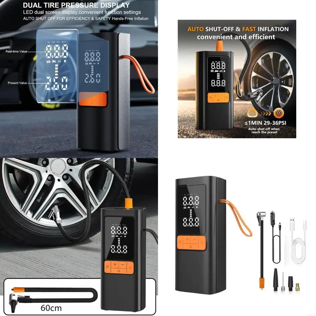 

Tire Inflator Portable Air Compressor, 150PSI Portable Air Pumps, Accurate Pressure LCD Display,Car Bike D7YA