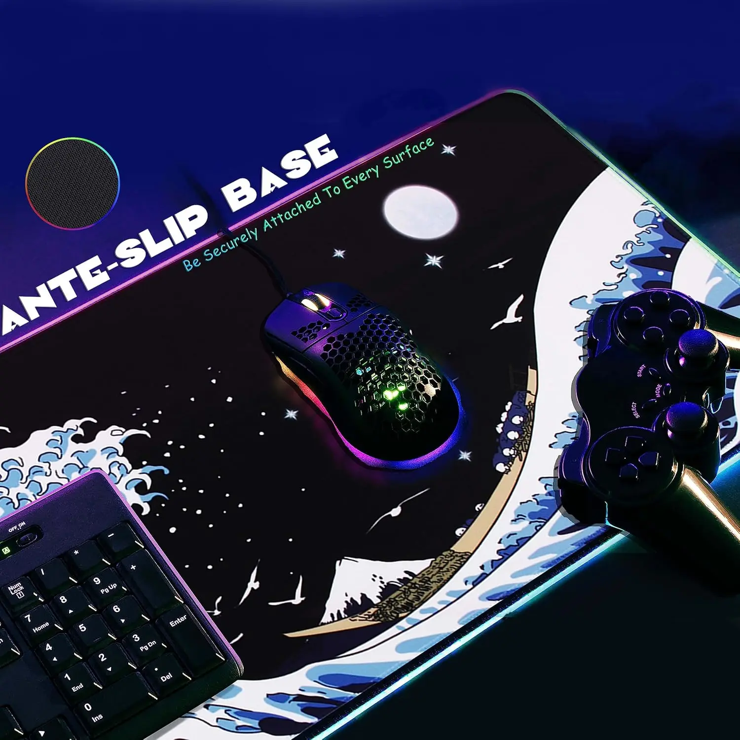 XXL Sea Wave Mouse Pad Gaming Laptop Large Big Mice Pads PC Keyboard Non-Slip Thick Rubber Table Mat RGB desk Mat accessories