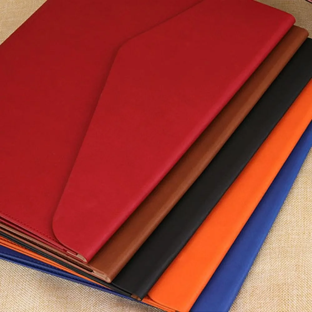 حقيبة مستندات جلدية ذات سعة كبيرة مع مقبض A4 مجلد ملفات جلدي بإبزيم وحقيبة ملفات بمشبك قلم