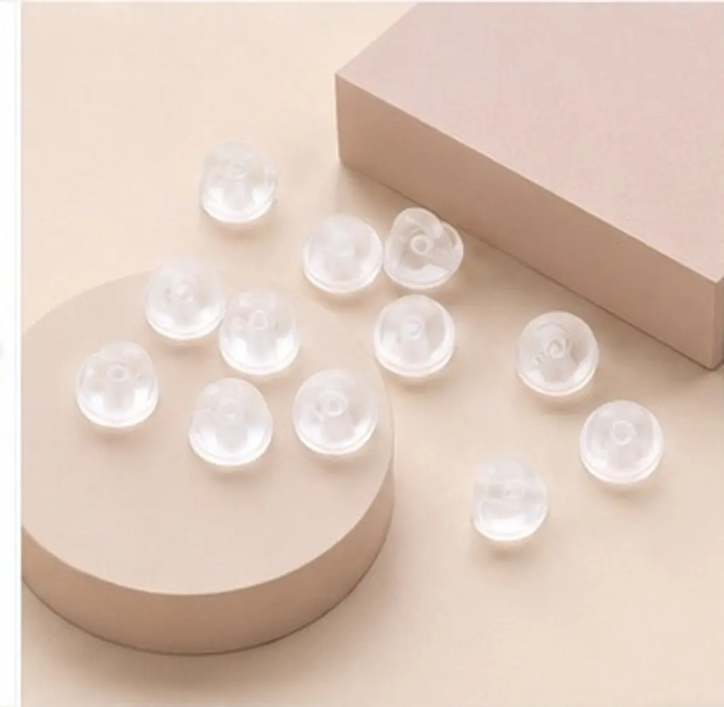 50Pcs Silicone Secure Earring Backs Replacement Locking Stoppers for Pierced Ear Studs Heavy Earrings DIY Accessories