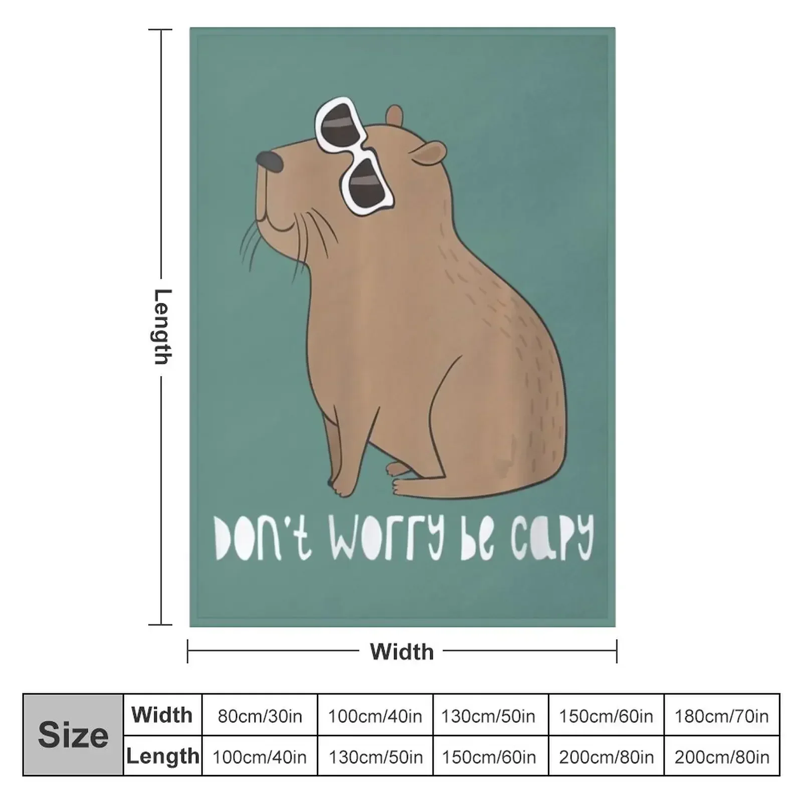 Womens Don't Worry, Be Capy Awesome Cute Capybara V-Neck Throw Blanket couch cozy soft plush fuzzy picnic outdoor blanket