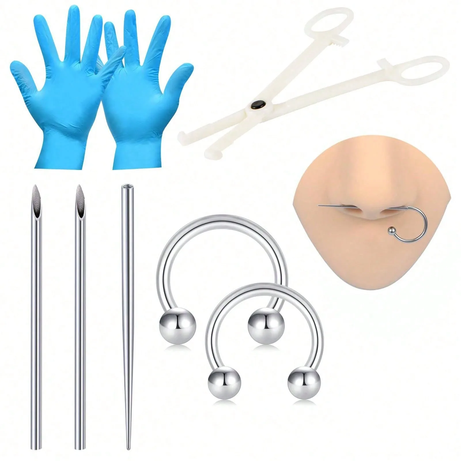 Kit de perforación para todo tipo de piercings, cono de perforación para ombligo, nariz, septum, pezón, lengua, ceja, labio.
