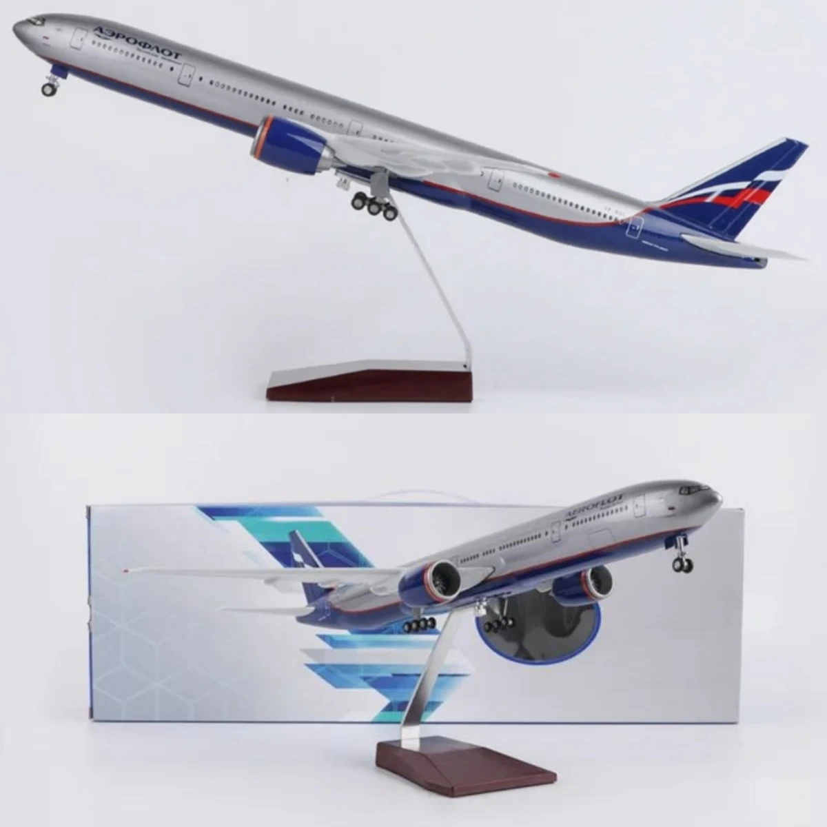 1:157 Scale 47cm Large 777 Airplane Model Russia Boeing B777 Airplane Model Die-cast Aircraft with LED Lights For collection