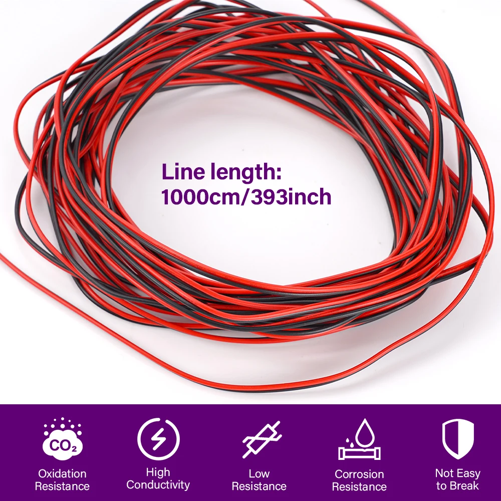 2 PIN Extension Wire Cable Red and Black LED Strip 22AWG 12V Flexible Electric Extension Cable For Lamp Bulb Automotive