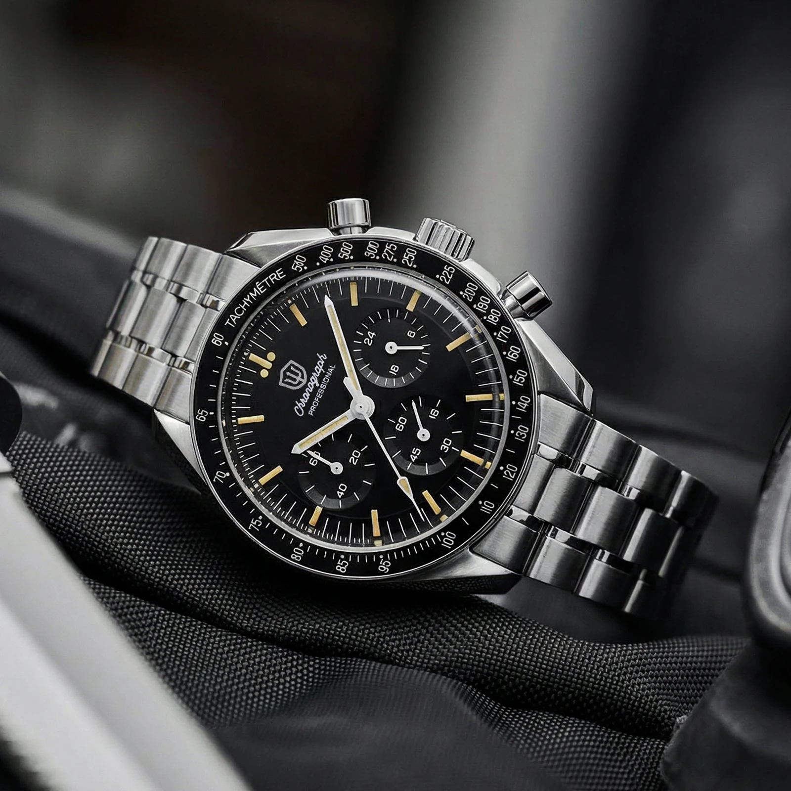 Watchdives 39mm Watch VK63 Chronograph Movement Aluminum Bezel