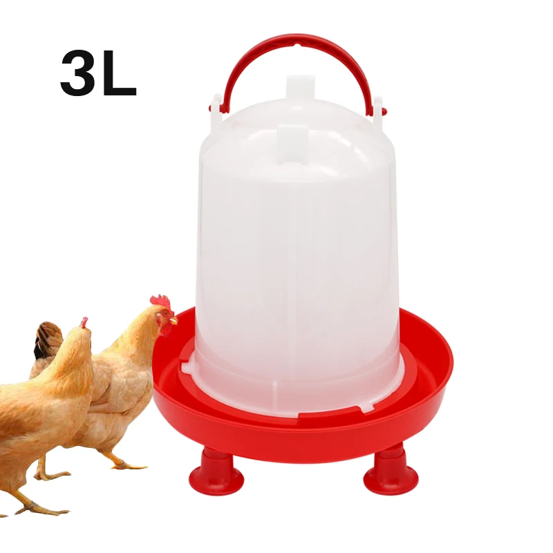 Automatic Chicken Drinking Goblet Bucket 3L Capacity Plastic Poultry Rooster Hen Feeding Device Farm Animal Watering Supplies