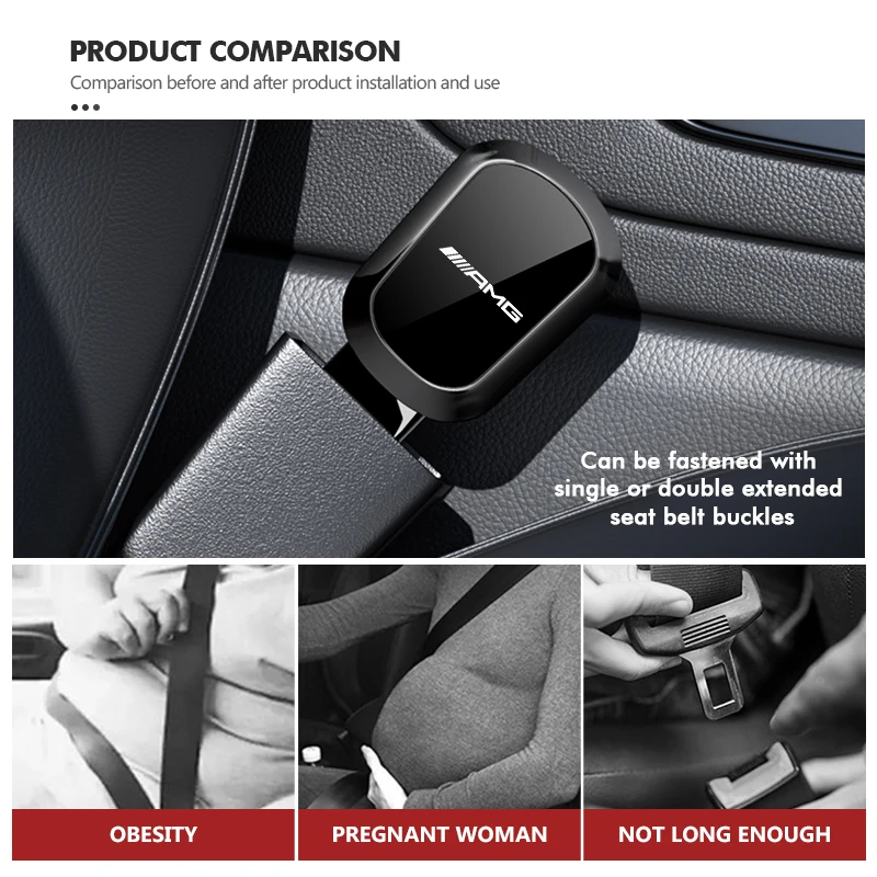 Universal Car Seat Belt Extension Shoulder Straps Extender Button For Mercedes Benz AMG A B C E S G Class A180 CLK CLA GLE GLC - view 3