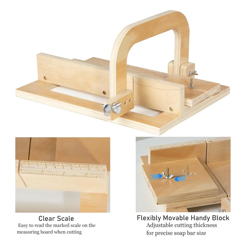 

B50C Adjustable Wire Soap Cutter, Wooden Soap Making Supplies With Replaced Stainless Steel Wires For Handmade