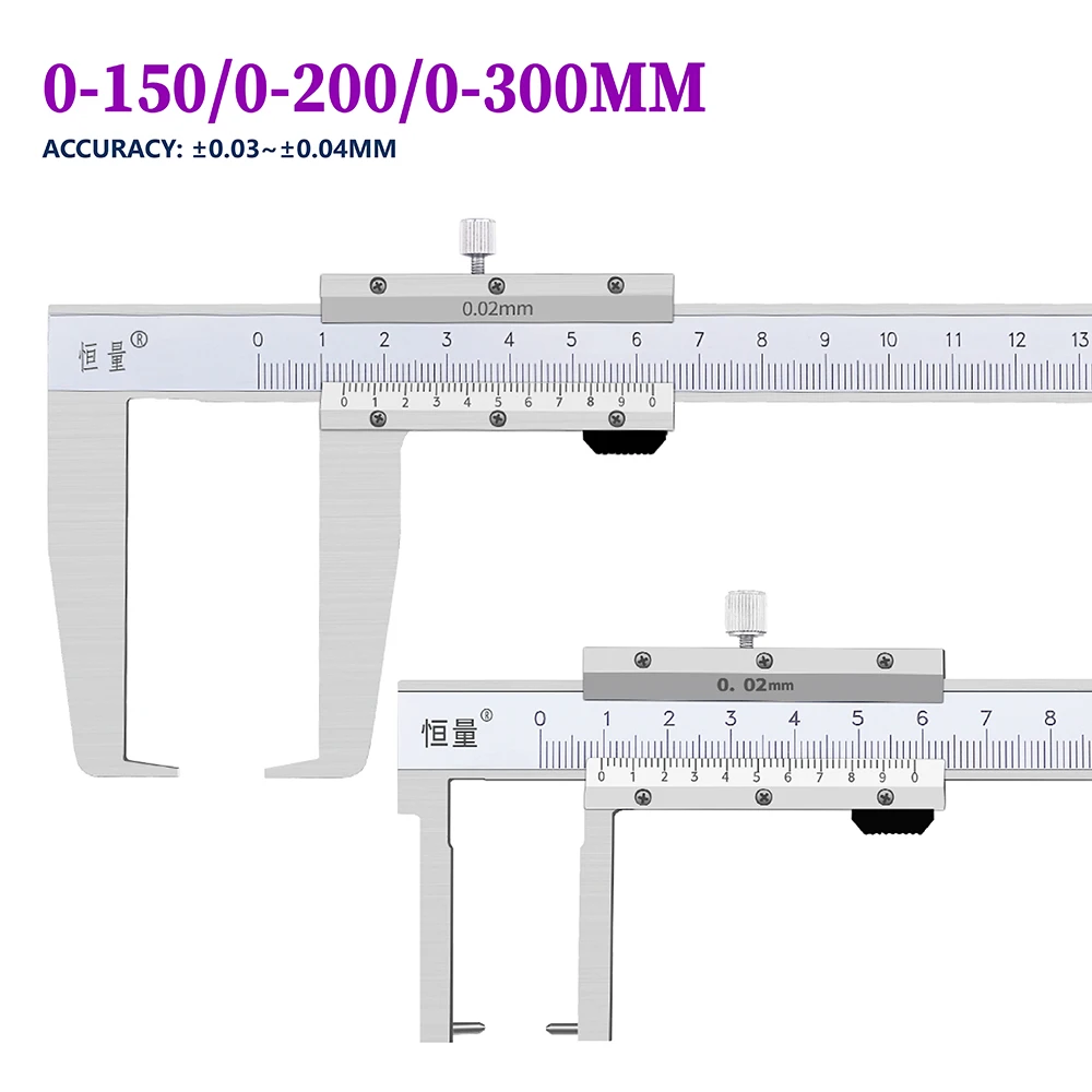 

0-150 0-200 0-300mm External Groove Measurement Vernier Caliper High Hardness Stainless Steel Cylindrical Head Flat Head Caliper