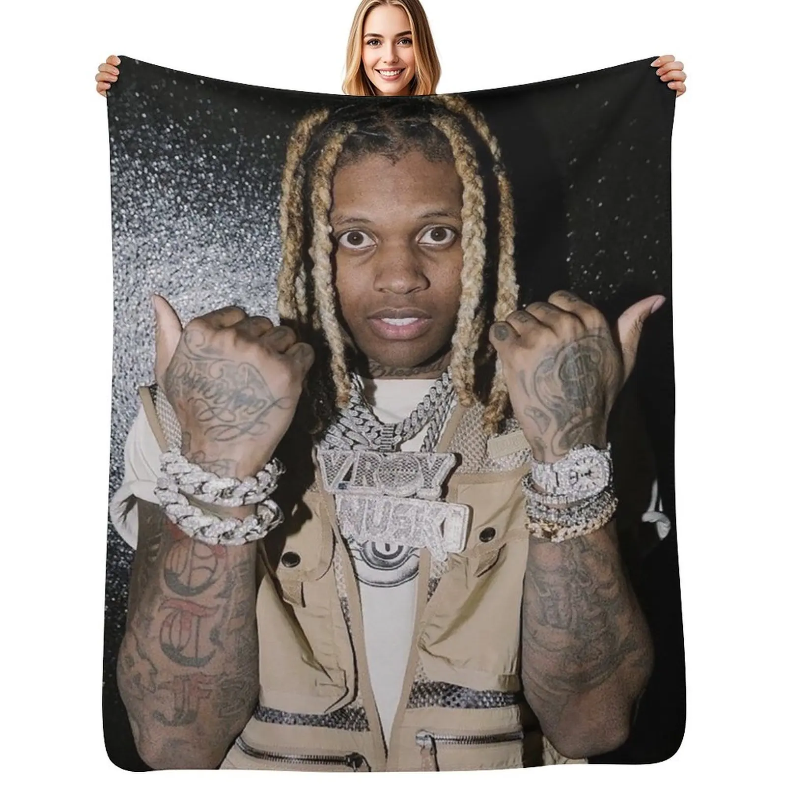 lil durk Throw Blanket Reusable Durable Soft Blanket for All Seasons