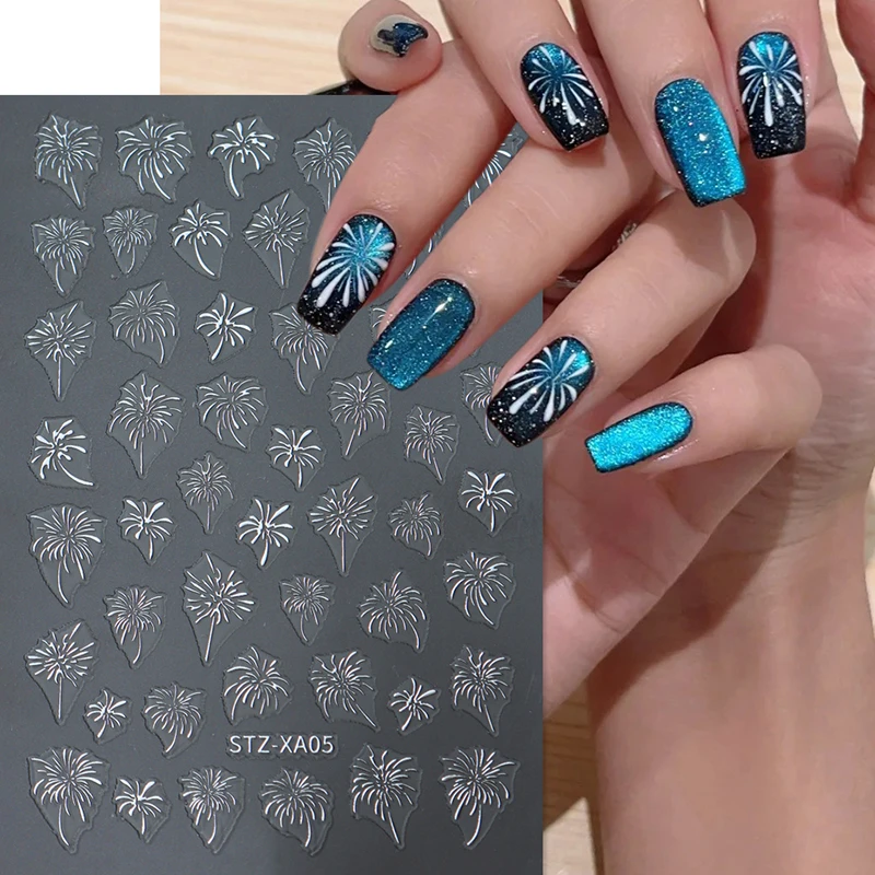 Nagelvuurwerkstickers Flash Veelkleurige decoratie Stereoscopische zelfklevende nagelsalon Nagelaccessoires DIY